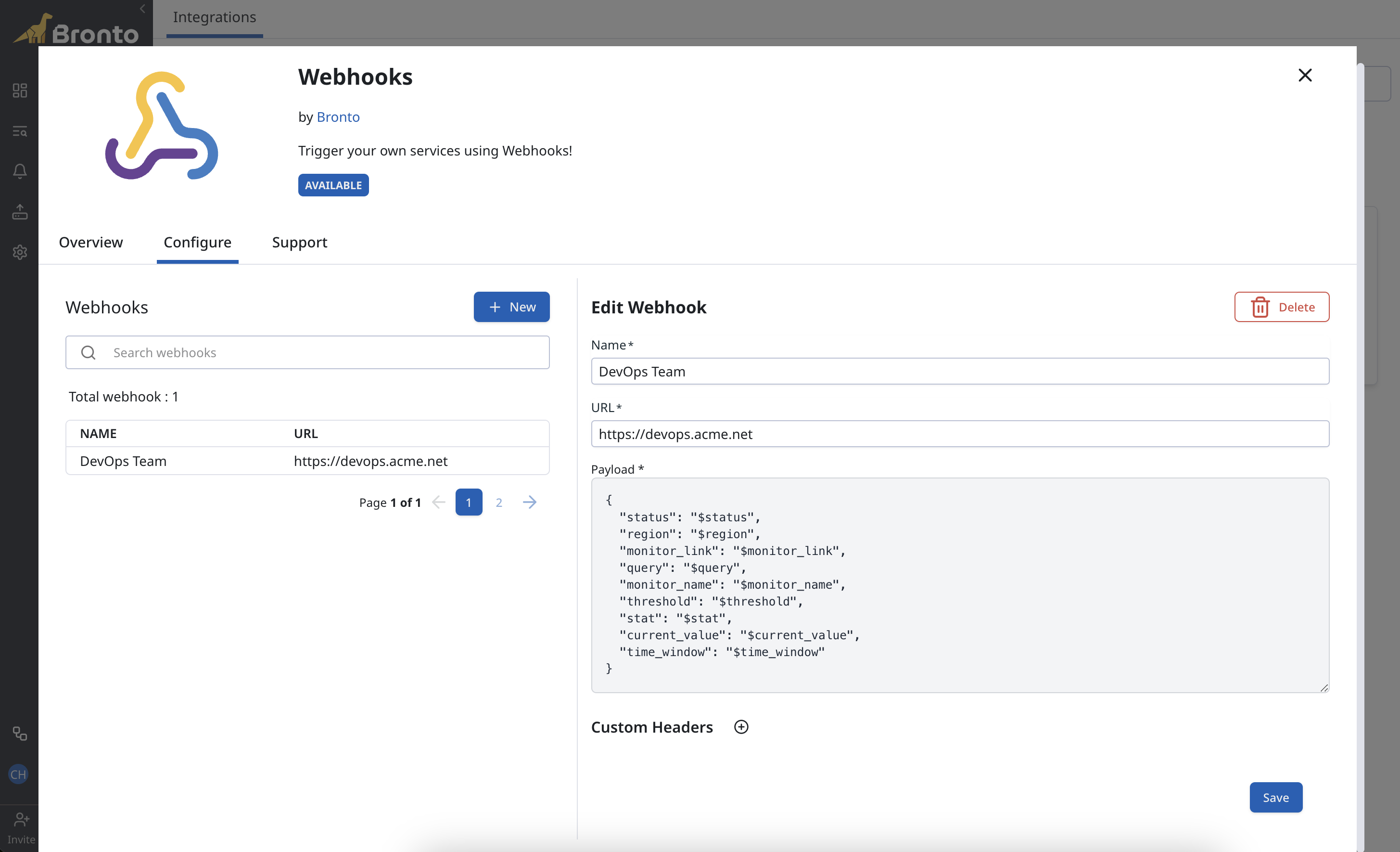 Create custom webhooks